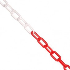 cadena de plástico roja y blanca
