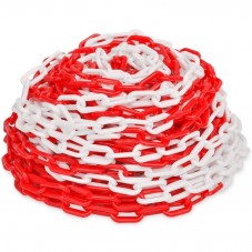 cadena de plástico roja y blanca
